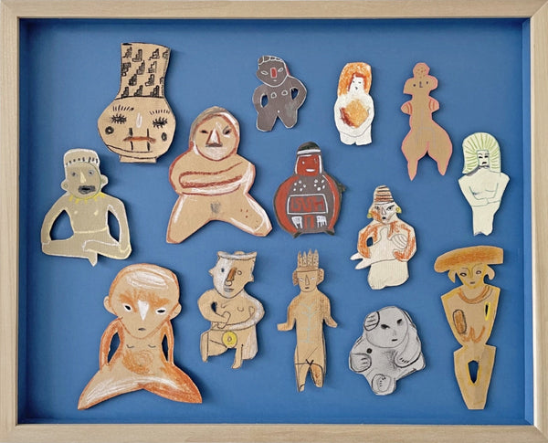 Ancestor Gathering Collage, Blue (Framed)