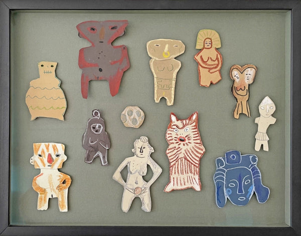 Ancestor Gathering Collage, Green (Framed)