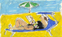 Load image into Gallery viewer, Green and White Umbrella | Isabella Cotier | Original Artwork | Partnership Editions