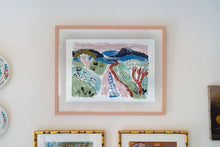 Load image into Gallery viewer, Unframed monoprint by Camilla Perkins, photographed in her studio. Hand-printed artwork depicting leafy scenery. 
