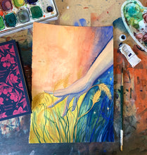 Load image into Gallery viewer, "She left the fields of corn, For twilight cold and lorn", in colour