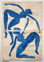 Load image into Gallery viewer, Two blue dancers on Greek journal (Framed)