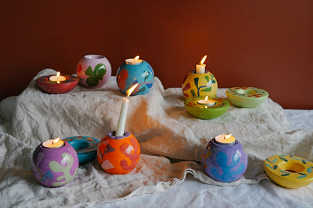 Round candleholder yellow