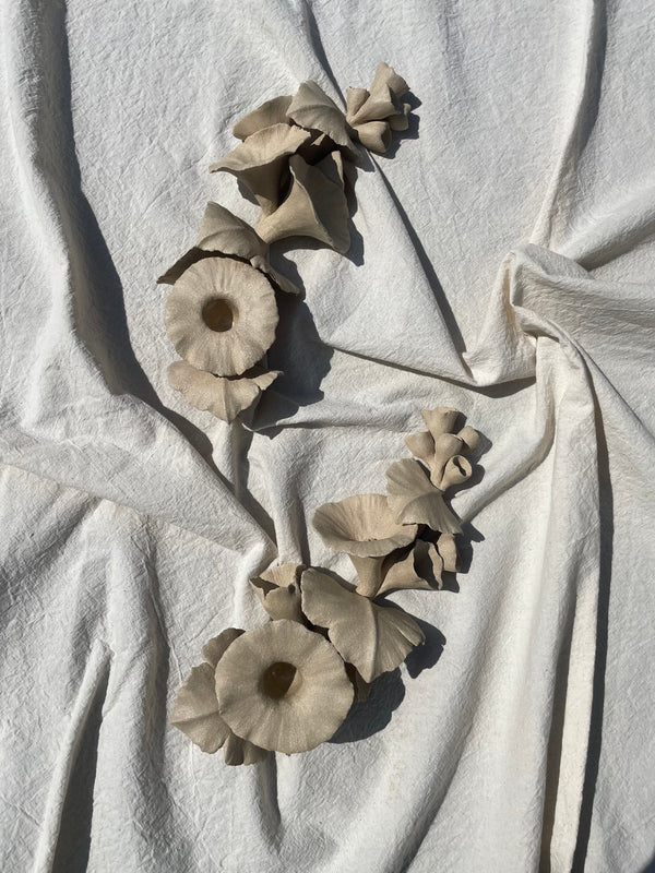 Alcea in golden yellow (A pair of horizontal candlesticks)