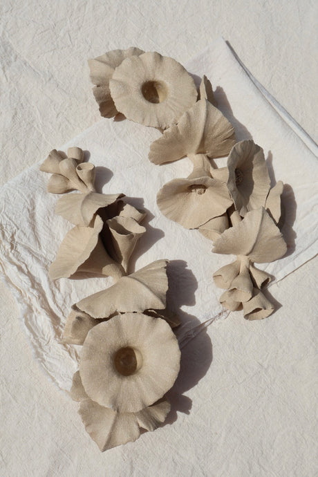 Alcea in golden yellow (A pair of horizontal candlesticks)