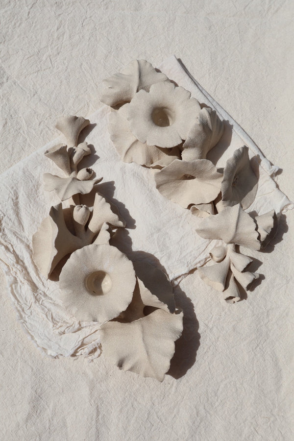 Alcea in white (A pair of horizontal candlesticks)