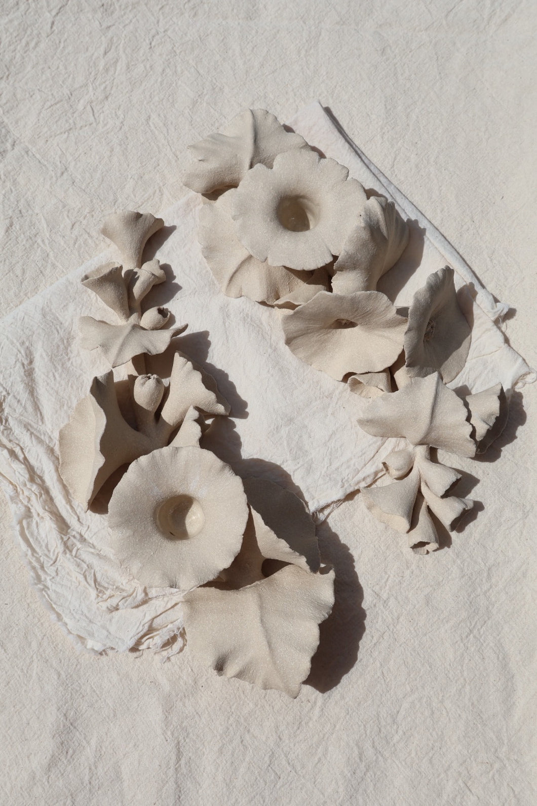 Alcea in white (A pair of horizontal candlesticks)