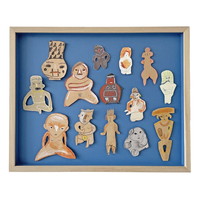 Ancestor Gathering Collage, Blue (Framed)