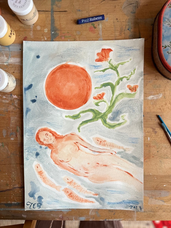 Beltane Goddess in an ocean sky