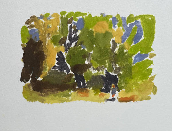 Boy by the woods