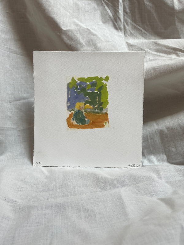 Boy on hot grass