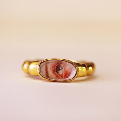 Decade Lover’s Eye Ring (9ct Gold Set, watercolour miniature & crystal)