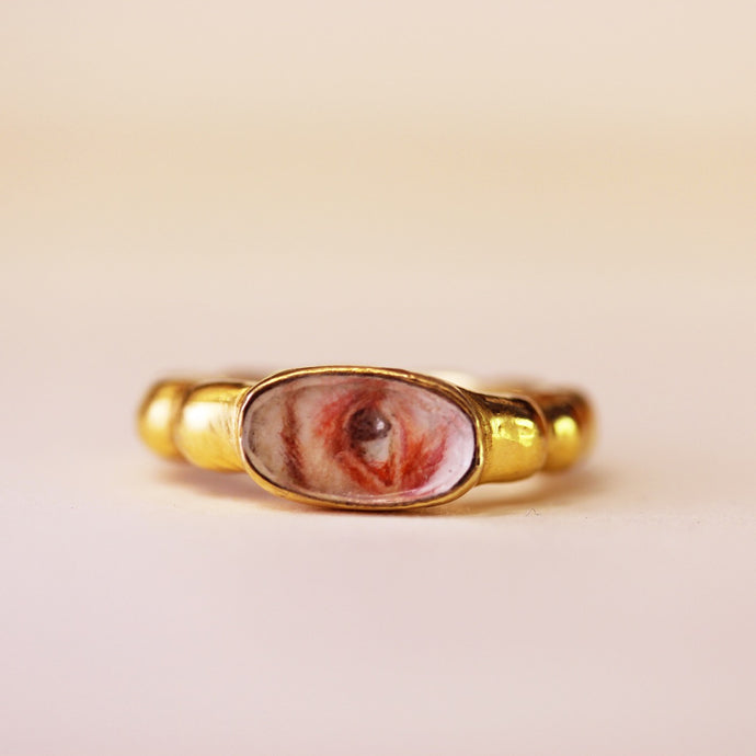 Decade Lover’s Eye Ring (9ct Gold Set, watercolour miniature & crystal)