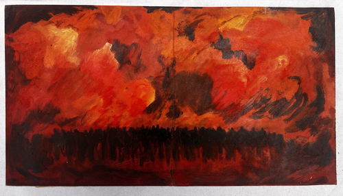 Divided red sky