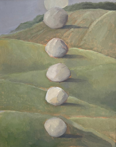 Echo (Sisyphus lies back, finally able to dream again, as his stone echoes up the hill)