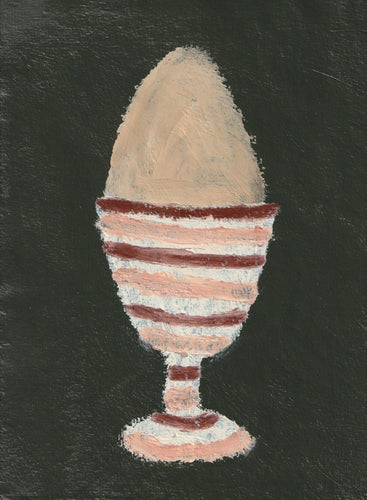 Egg Cup, pink and maroon striped