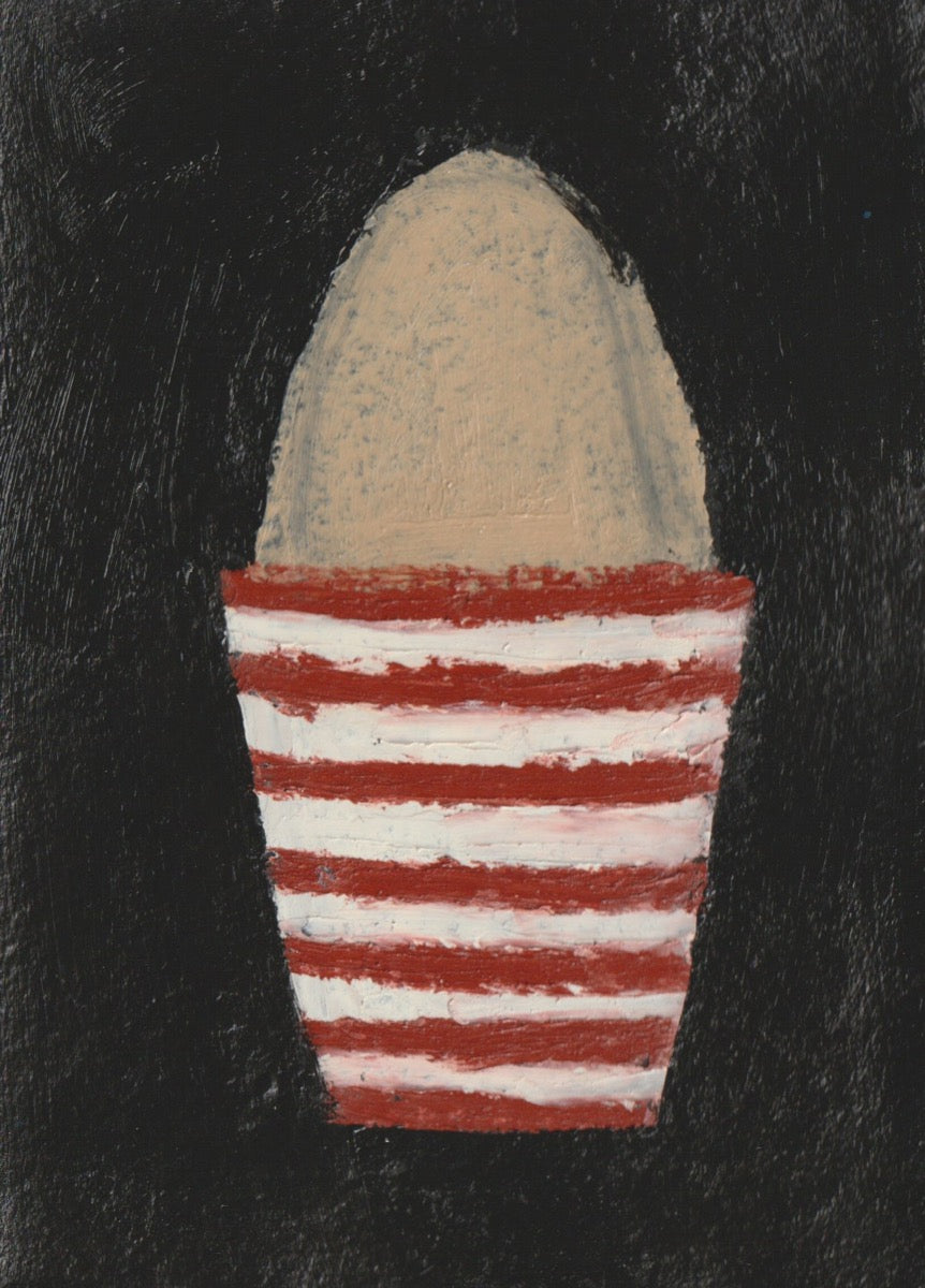 Egg Cup, red and white striped