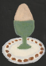 Load image into Gallery viewer, Egg Cup, teal on white and brown plate