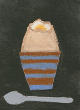 Load image into Gallery viewer, Egg Cup, blue and brown striped with spoon