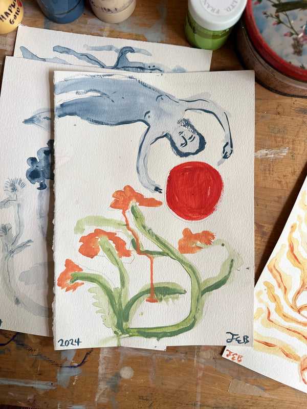 Floating nymph and red sun
