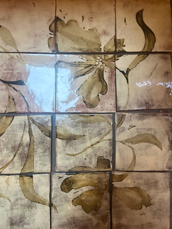 'Flower shadow' tile mural panel