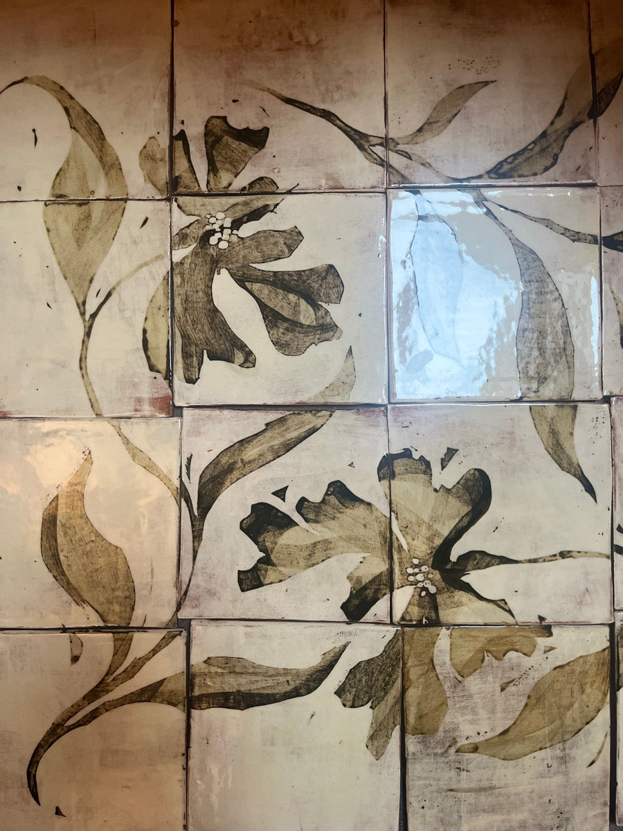 Flower shadow tile mural panel | Freyja Lee for Partnership Editions