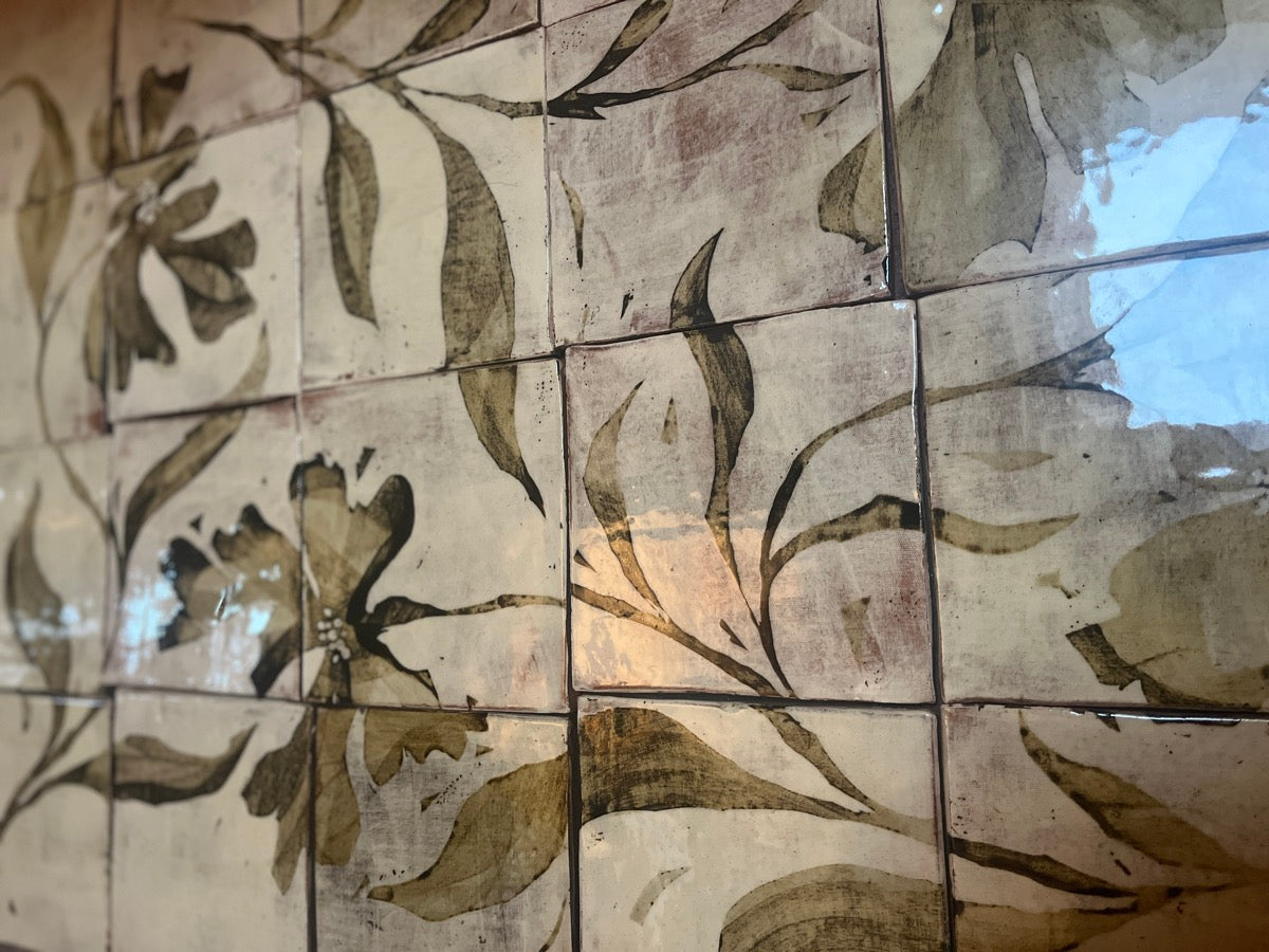 Flower shadow tile mural panel | Freyja Lee for Partnership Editions