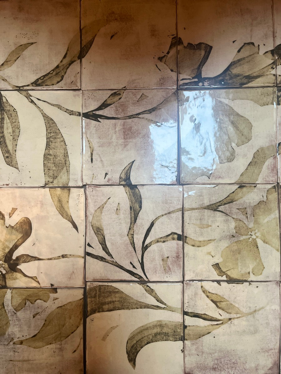 Flower shadow tile mural panel | Freyja Lee for Partnership Editions