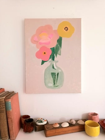 Flowers in a green vase