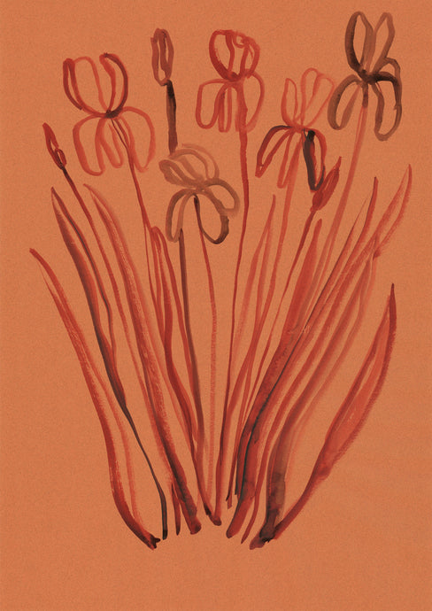 Irises on Rust Print