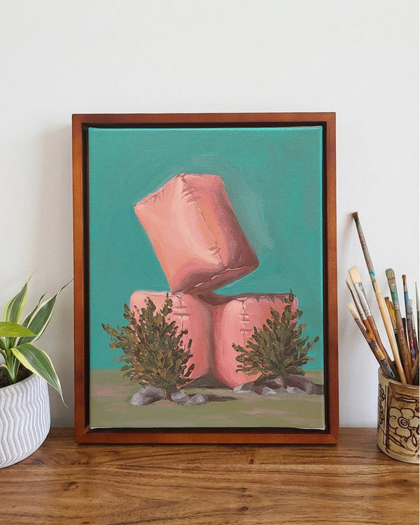Garden of Forms - Leaning Pink Blocks (Framed)