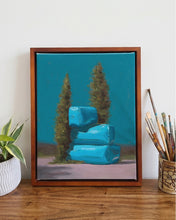 Load image into Gallery viewer, Garden of Forms - Stacked Blue Columns (Framed)