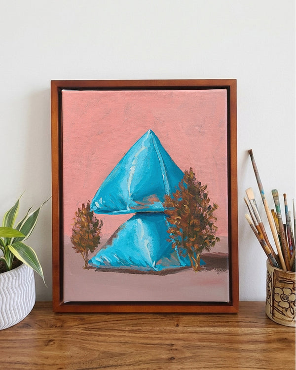 Garden of Forms - Stacked Blue Pyramids (Framed)