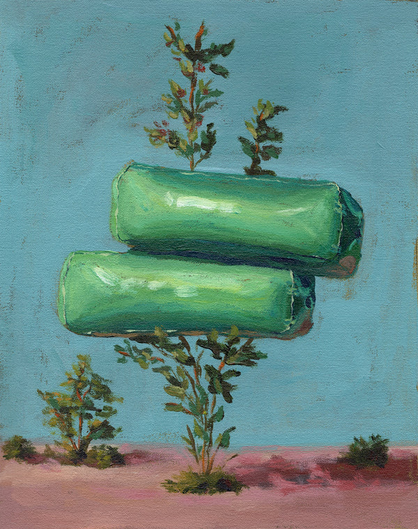 Garden of Forms - Stacked Green Columns (Framed)