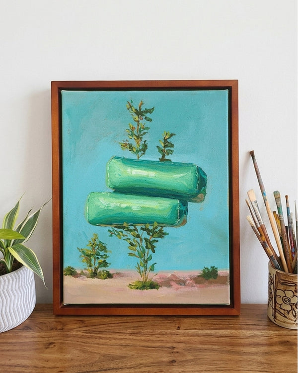 Garden of Forms - Stacked Green Columns (Framed)