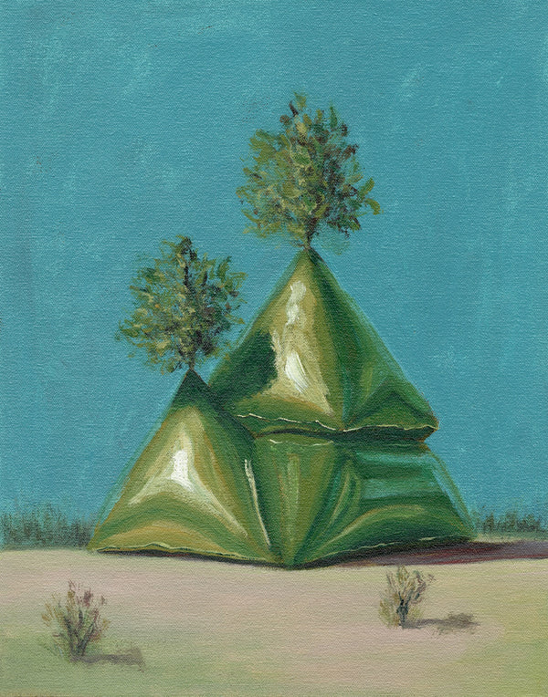 Garden of Forms - Stacked Green Pyramids (Framed)