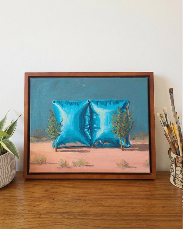 Garden of Forms - Twin Blue Cubes (Framed)