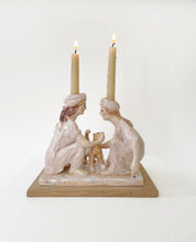 Load image into Gallery viewer, Two Vestals Stroking a Cat Candlestick