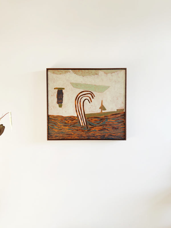 The Boat That Got Swept by The Wave (Framed)