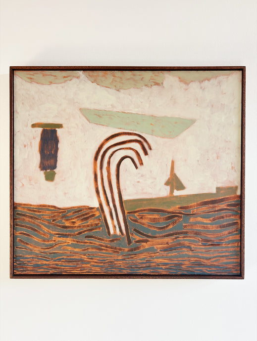The Boat That Got Swept by The Wave (Framed)