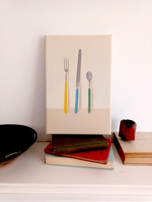 Knife, fork and spoon (colours)
