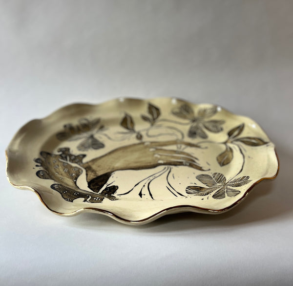 Large Hand of clover platter