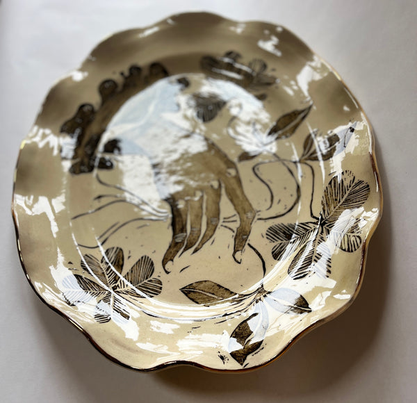 Large Hand of clover platter