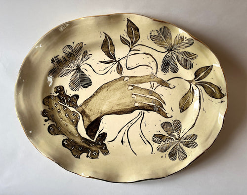 Large Hand of clover platter