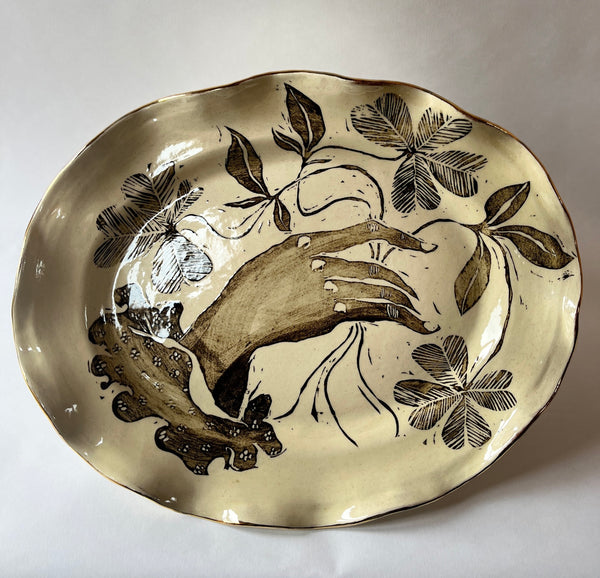 Large Hand of clover platter