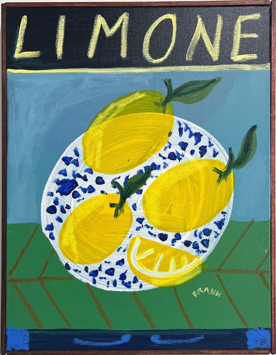 Limone on splatter plate in rustic artist's frame (Framed)