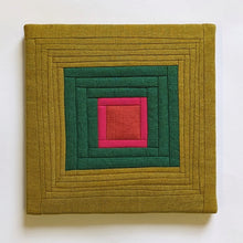 Load image into Gallery viewer, Log cabin in mustard, green, hot pink and poppy red
