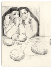 Load image into Gallery viewer, Me and my Sister Peeling Potatoes, Sketchbook study