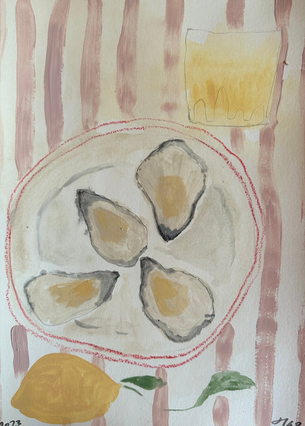 Oysters on pink stripe