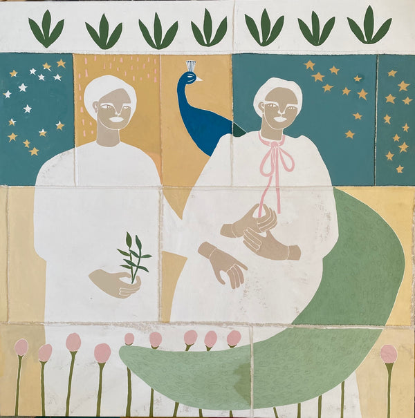 Peacock and ribbon